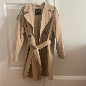 Zara Beige Double-Breasted Trench Coat with Belt